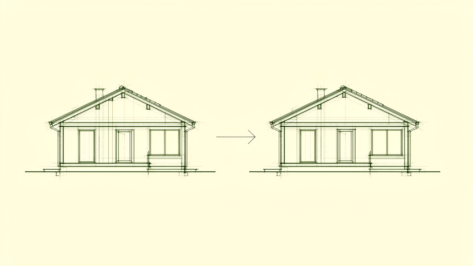 Concept line illustration for a note on drawings. Not a photograph of a built project.